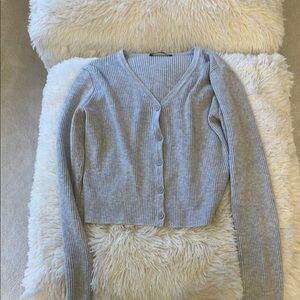 Brandy Melville Gray Ribbed v neck cardigan. Perfect condition. Worn once.